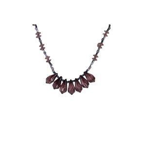 Faux Amethyst Beaded Necklace Vintage Purple Lavender Lilac 90891
